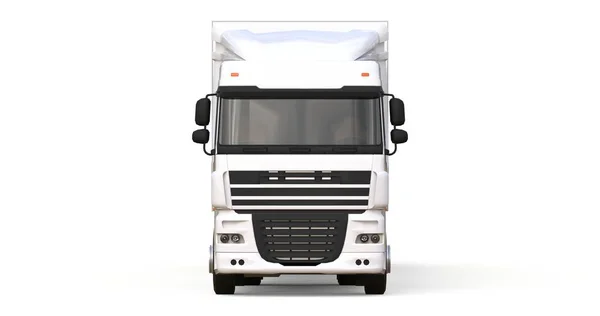 Stor vit lastbil med en semitrailer. Mall för placera grafik. 3D-rendering. — Stockfoto