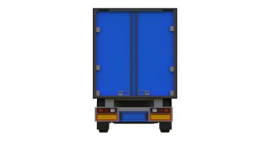 Büyük mavi bir yarı römork kamyon. Grafik yerleştirmek için şablon. 3D render.