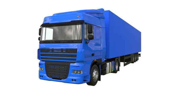 Camión azul grande con semirremolque. Plantilla para colocar gráficos. renderizado 3d . —  Fotos de Stock