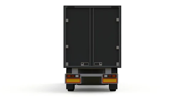 Grote zwarte truck met een oplegger. Sjabloon voor afbeeldingen plaatsen. 3D-rendering. — Stockfoto