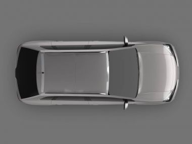 Kompakt şehir crossover yansımaları ile arka planı gri parlak metalik renk. 3D render.