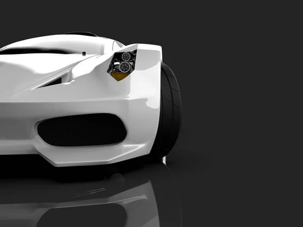 Carro conceito de corrida branco. Imagem de um carro sobre um fundo cinza brilhante. Renderização 3d . — Fotografia de Stock