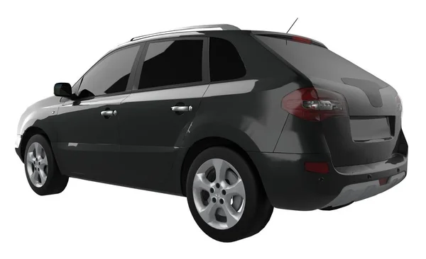 Πόλη Compact crossover μαύρο χρώμα σε λευκό φόντο. 3D rendering. — Φωτογραφία Αρχείου