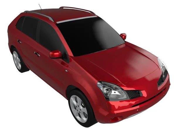 Compact city crossover red color on a white background. 3d rendering. — Stock Photo, Image