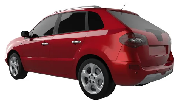 Colore rosso crossover compatto su sfondo bianco. rendering 3d . — Foto Stock