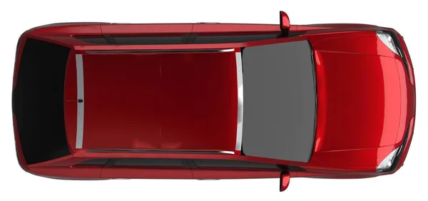 Kompakter City Crossover mit roter Farbe auf weißem Hintergrund. 3D-Darstellung. — Stockfoto