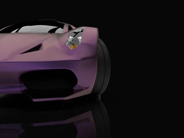 Purple racing concept car. Imagen de un coche sobre un fondo negro brillante. renderizado 3d . — Foto de Stock