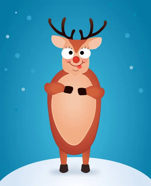 Renne de Noël. Personnage mignon et drôle Cerf. Carte de Noël. Illustration vectorielle . — Image vectorielle