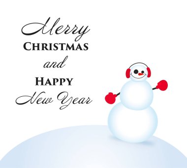 Cute, komik Noel kartı. Karakter kardan adam. Vektör çizim.