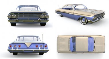 Eski Amerikan arabası mükemmel durumda. 3d oluşturma.