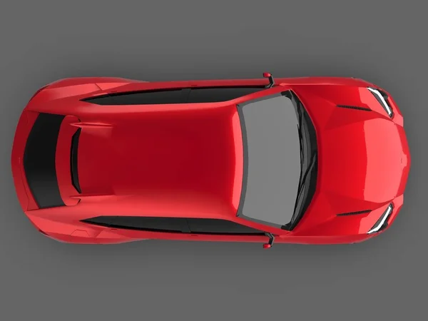 Le tout nouveau multisegment sport haut de gamme rouge à traction intégrale dans un studio gris avec un plancher réfléchissant. Rendu 3d . — Photo