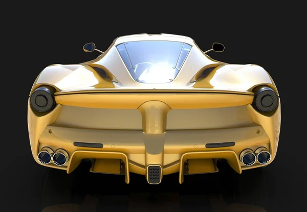 Voiture de sport. L'image d'une voiture de sport jaune sur fond noir. Illustration 3d . — Photo