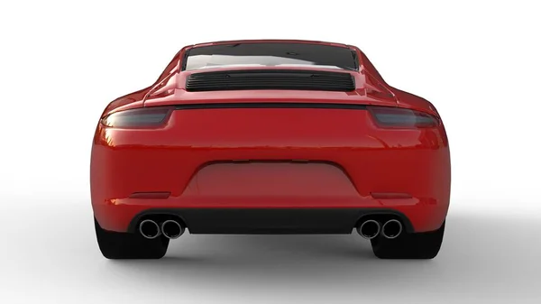 Auto sportive. L'immagine di una vettura sportiva rossa su sfondo bianco. Illustrazione 3d . — Foto Stock
