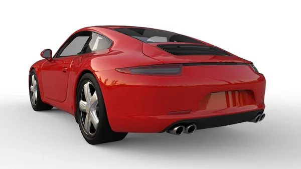 Спортивный автомобиль. Изображение спортивного красного автомобиля на белом фоне. 3d иллюстрация . — стоковое фото
