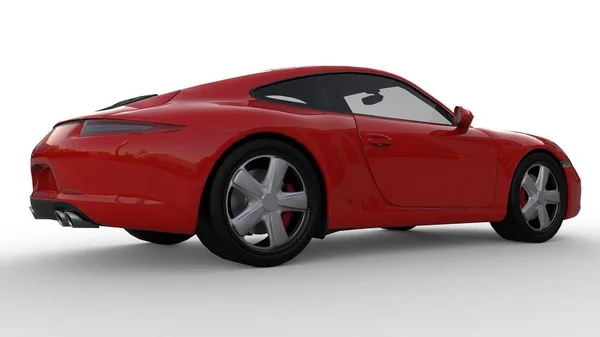 Sportovní vůz. Obrázek vozu sportovní červené na bílém pozadí. 3D obrázek. — Stock fotografie