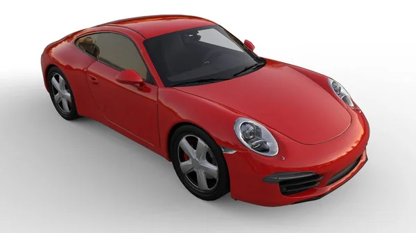 Спортивный автомобиль. Изображение спортивного красного автомобиля на белом фоне. 3d иллюстрация . — стоковое фото
