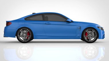 Mavi spor otomobil. 3D render.
