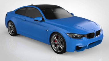 Mavi spor otomobil. 3D render.