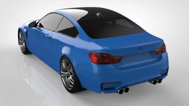 Mavi spor otomobil. 3D render.