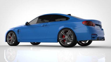 Mavi spor otomobil. 3D render.