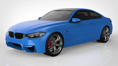 Mavi spor otomobil. 3D render.