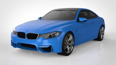 Mavi spor otomobil. 3D render.