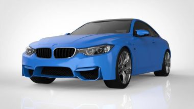 Mavi spor otomobil. 3D render.