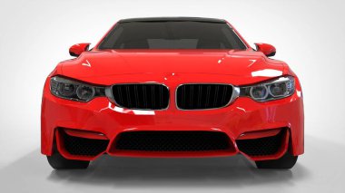 Kırmızı spor araba. 3D render.