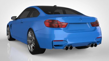 Mavi spor otomobil. 3D render.