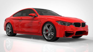 Kırmızı spor araba. 3D render.