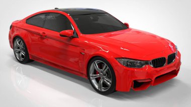 Kırmızı spor araba. 3D render.