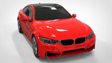 Kırmızı spor araba. 3D render.