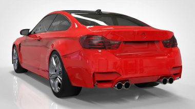 Kırmızı spor araba. 3D render.