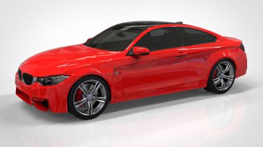 Kırmızı spor araba. 3D render.