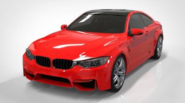 Kırmızı spor araba. 3D render.