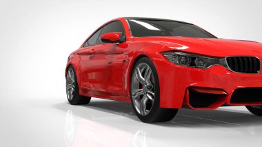 Kırmızı spor araba. 3D render.