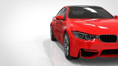 Kırmızı spor araba. 3D render.