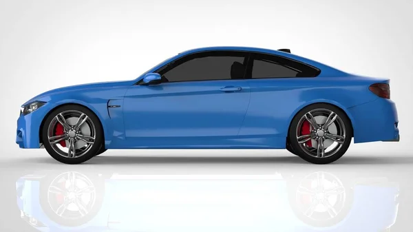 Синій автомобіль спорт. 3D-рендерінг. — стокове фото