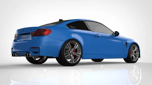 Blå sportbil. 3D-rendering. — Stockfoto
