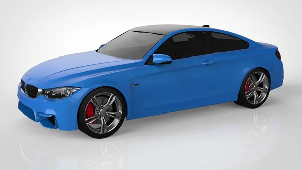 Blå sportbil. 3D-rendering. — Stockfoto