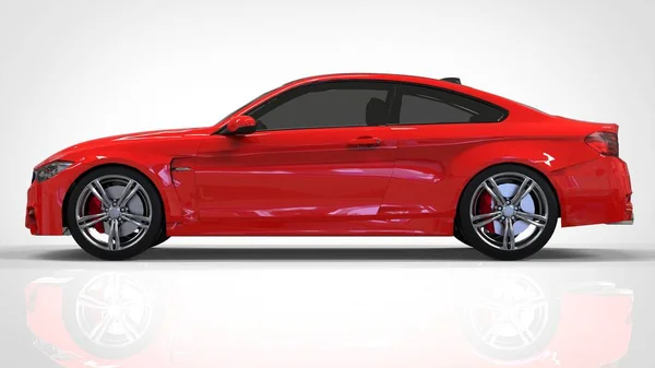 Rode sportwagen. 3D-rendering. — Stockfoto
