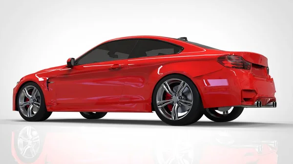 Červené sportovní auto. 3D vykreslování. — Stock fotografie