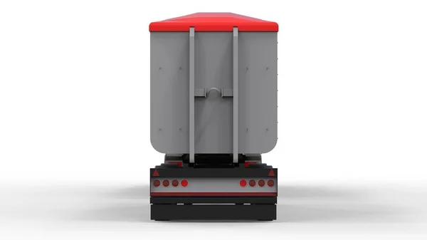 Μεγάλο κόκκινο φορτηγό με ρυμουλκούμενο ξεχωριστά, για τη μεταφορά των χύμα γεωργικά και οικοδομικά υλικά και προϊόντα. 3D rendering. — Φωτογραφία Αρχείου