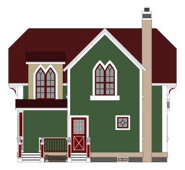 Victoria tarzı eski evde. Resimde beyaz arka plan üzerinde. Farklı türlerden.