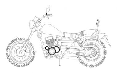 Küçük bir helikopter bir klasiktir. Siyah ve beyaz vektör çizim dağılımı satırlarla.