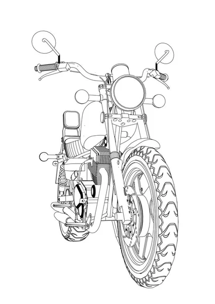 A small chopper is a classic. Vector black and white illustration with contour lines. — Stock Vector