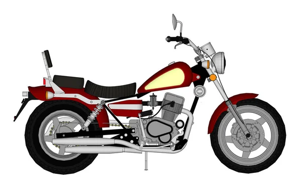 Kleine rode klassieke chopper look. Vectorillustratie kleur met contour lijnen. — Stockvector