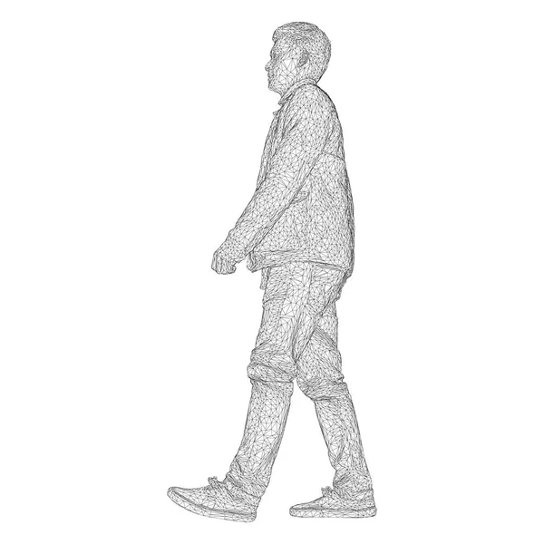 Ceketli adamı bir yere yürüme mesafesindedir. Farklı türlerden. Beyaz bir arka plan üzerinde siyah bir üçgen kılavuz vektör çizim. — Stok Vektör