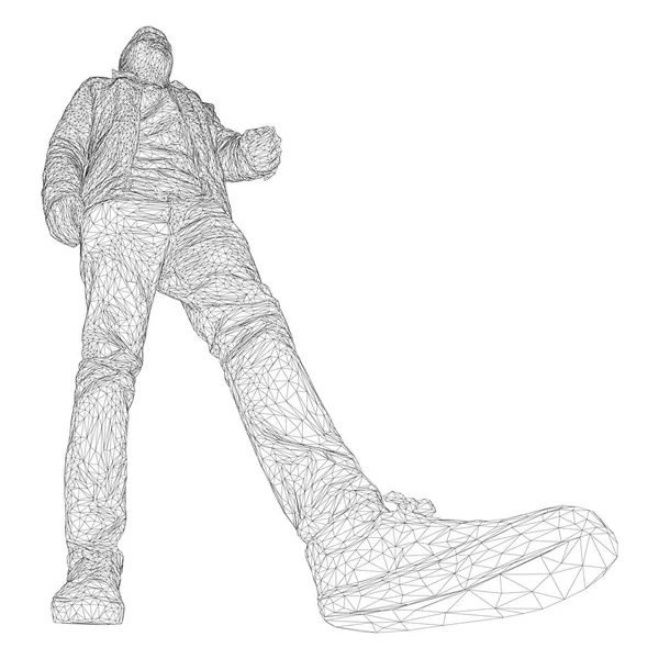 Ceketli adamı bir yere yürüme mesafesindedir. Farklı türlerden. Beyaz bir arka plan üzerinde siyah bir üçgen kılavuz vektör çizim. — Stok Vektör