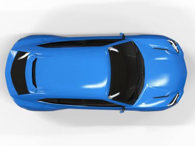 Beyaz bir arka planda en yeni spor dört tekerlekten çekiş mavi sigorta primi crossover. 3D render.